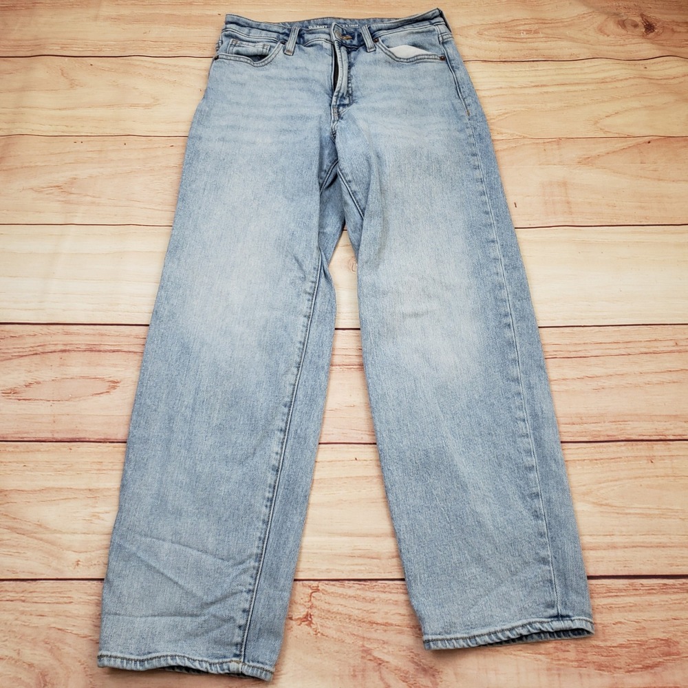 Old Navy O.G. Loose Jeans Womens 6 Light Wash High Rise Straight Leg Denim Adult